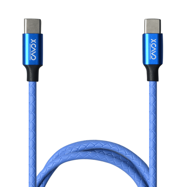 X CAVO USB-C Cable, Fast Charger Cable, High Speed Sync Charger Cord and TYPE C to USB-C Data Cord Wire ,Blue , 1M, PVC Braided, Rounded,3.0A,60w
