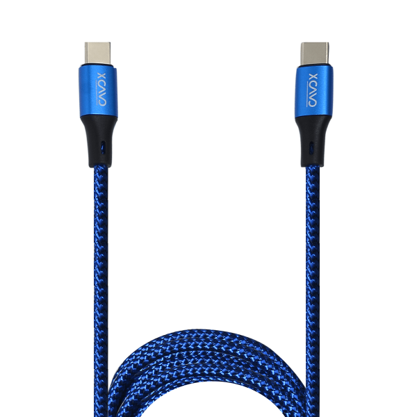 X CAVO USB-C Cable, Fast Charger Cable, High Speed Sync Charger Cord and TYPE C to USB-C Data Cord Wire ,Blue , 1M, Nylon Braided, Rounded,3.0A,60w