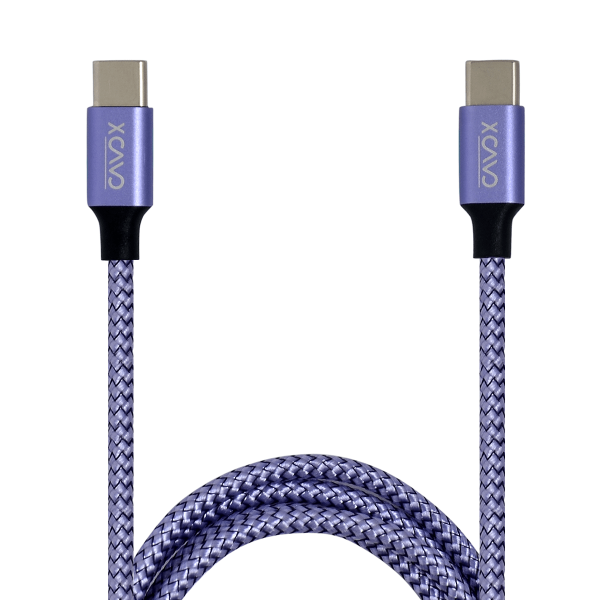 X CAVO USB-C Cable, Fast Charger Cable, High Speed Sync Charger Cord and TYPE C to USB-C Data Cord Wire ,Purple , 1M, Nylon Braided, Rounded,3.0A,60w