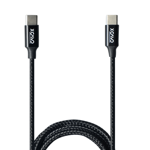 X CAVO USB-C Cable, Fast Charger Cable, High Speed Sync Charger Cord and TYPE C to USB-C Data Cord Wire ,Black , 1M, Nylon Braided, Rounded,3.0A,60w