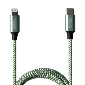 X CAVO Lightning Cable, Fast Charger Cable, High Speed Sync Charger Cord and USB-C to Lightining Data Cord Wire ,Apple Green , 1M, Nylon Braided, Rounded,3.0A,20w