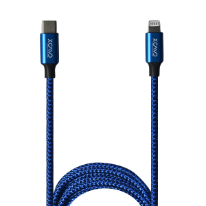 X CAVO Lightning Cable, Fast Charger Cable, High Speed Sync Charger Cord and USB-C to Lightining Data Cord Wire ,Blue , 1M, Nylon Braided, Rounded,3.0A,20w