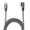 X CAVO USB-C Cable,Right Angle, Fast Charger Cable, High Speed Sync Charger Cord and TYPE C to USB-C Data Cord Wire ,Light Gray, 1M, Nylon Braided, Rounded,3.0A,60w