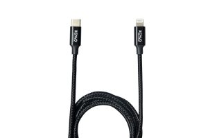 X CAVO Lightning Cable, Fast Charger Cable, High Speed Sync Charger Cord and USB-C to Lightining Data Cord Wire ,Black , 1M, Nylon Braided, Rounded,3.0A,20w